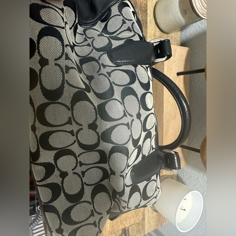 Coach Black Signature Canvas Satchel - Picture 8 of 12